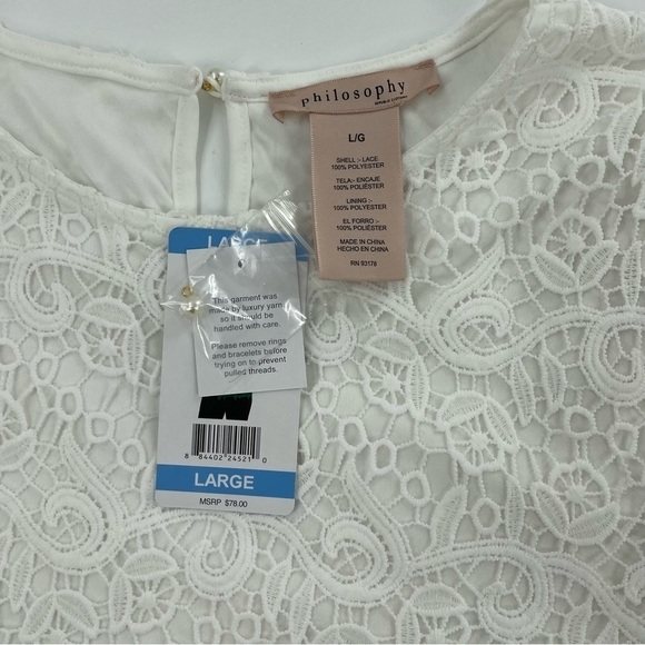 NWT Philosophy White Floral Crochet Lace Overlay Top - Picture 8 of 9